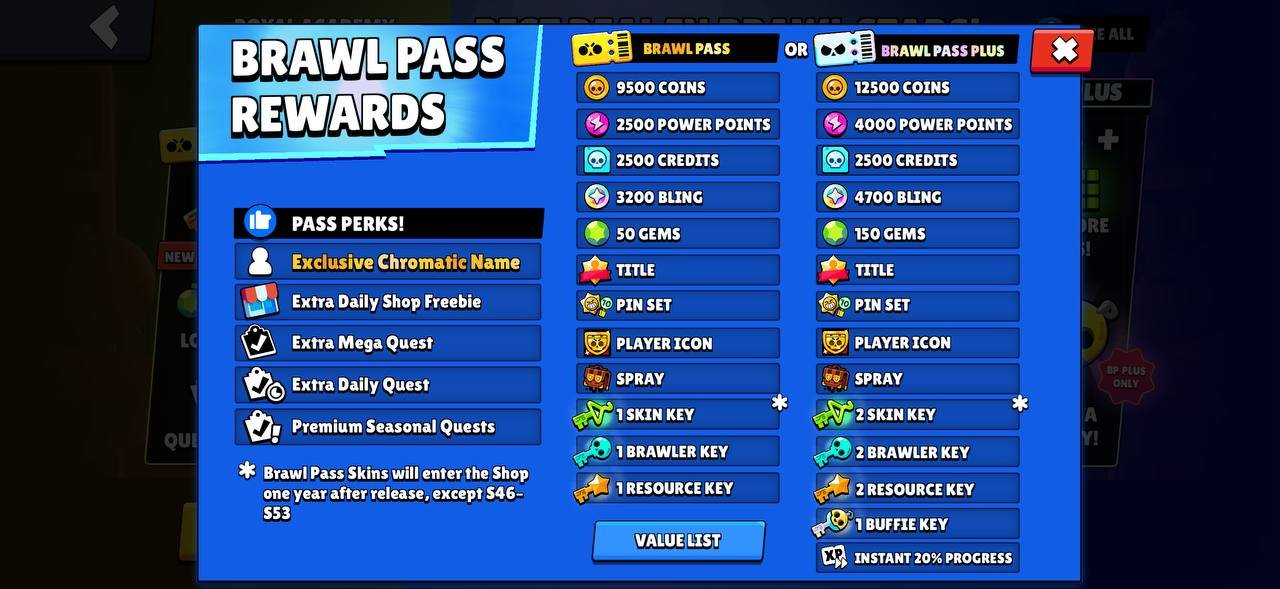 Награды Brawl Pass и Brawl Pass Plus за сезон — сравнение в игре